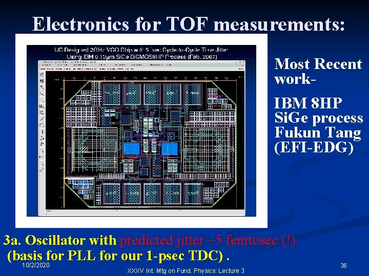 Electronics for TOF measurements: Most Recent work. IBM 8 HP Si. Ge process Fukun