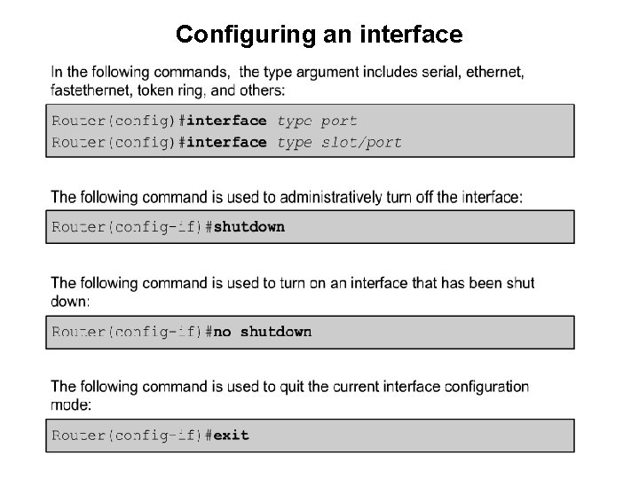 Configuring an interface 