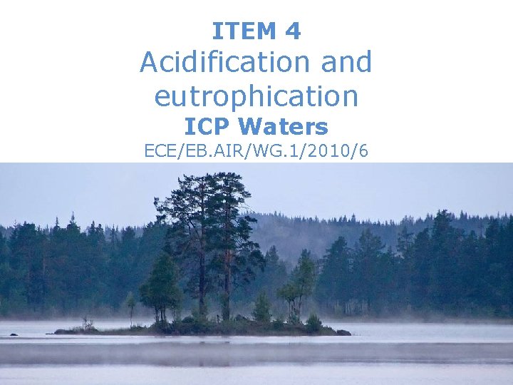 ITEM 4 Acidification and eutrophication ICP Waters ECE/EB. AIR/WG. 1/2010/6 Brit Lisa Skjelkvåle WGE