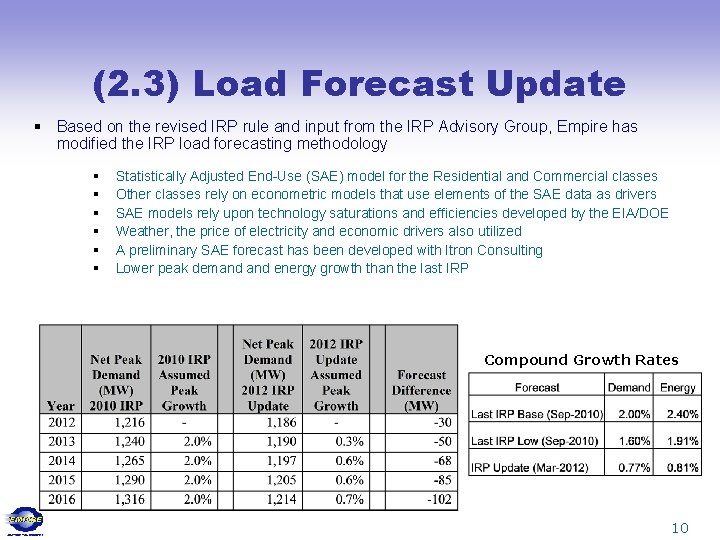 (2. 3) Load Forecast Update § Based on the revised IRP rule and input