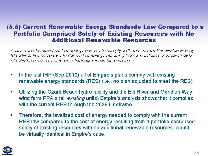 (5. 5) Current Renewable Energy Standards Law Compared to a Portfolio Comprised Solely of