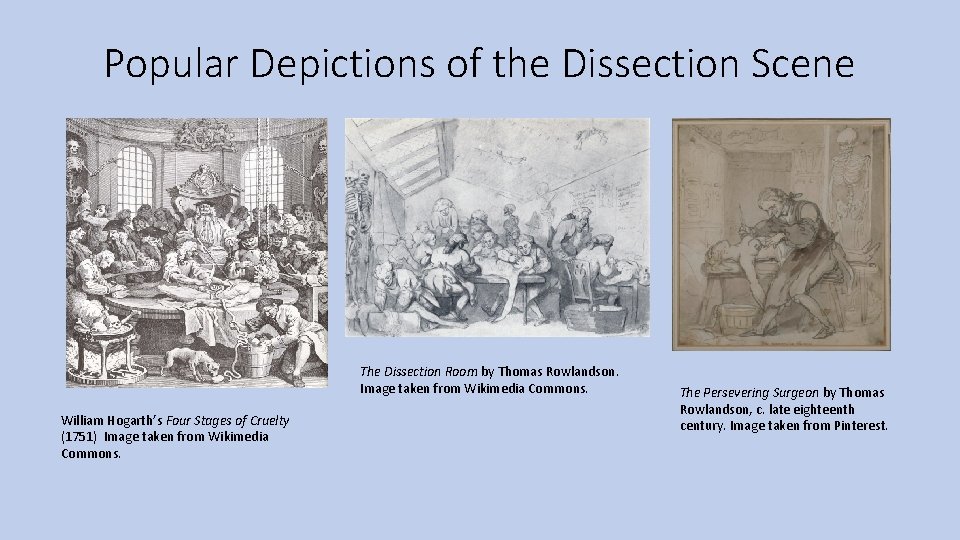 Popular Depictions of the Dissection Scene The Dissection Room by Thomas Rowlandson. Image taken