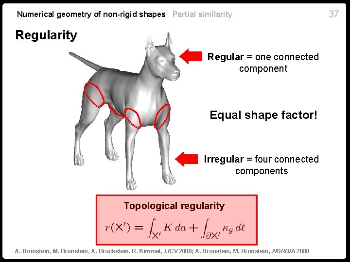 Numerical geometry of non-rigid shapes Partial similarity Regular = one connected component Equal shape Numerical geometry of non-rigid shapes Partial similarity Regular = one connected component Equal shape