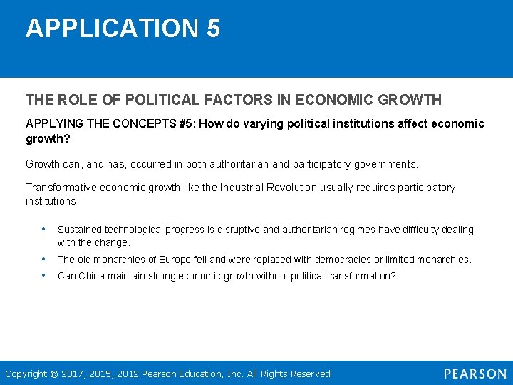 APPLICATION 5 THE ROLE OF POLITICAL FACTORS IN ECONOMIC GROWTH APPLYING THE CONCEPTS #5: