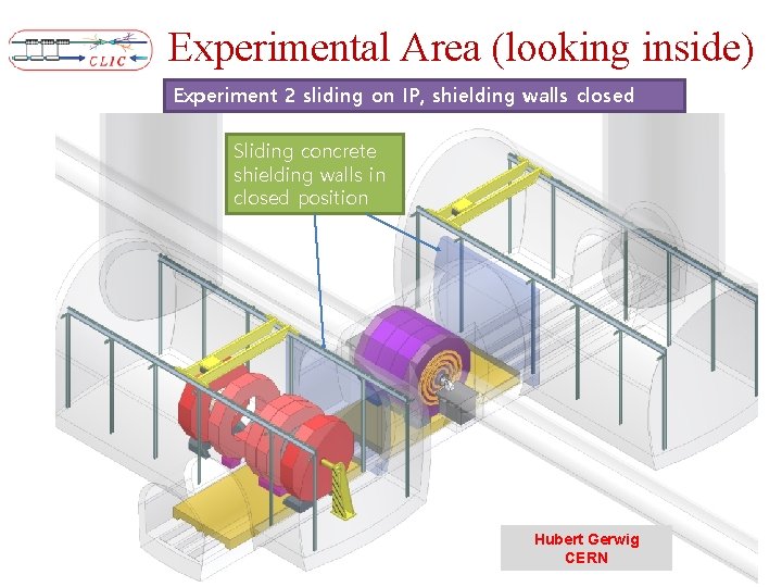 Experimental Area (looking inside) Experiment 2 sliding on IP, shielding walls closed Sliding concrete