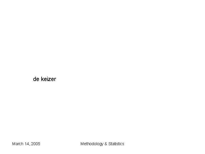 de keizer March 14, 2005 Methodology & Statistics de keizer March 14, 2005 Methodology & Statistics