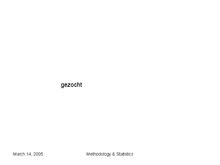gezocht March 14, 2005 Methodology & Statistics gezocht March 14, 2005 Methodology & Statistics