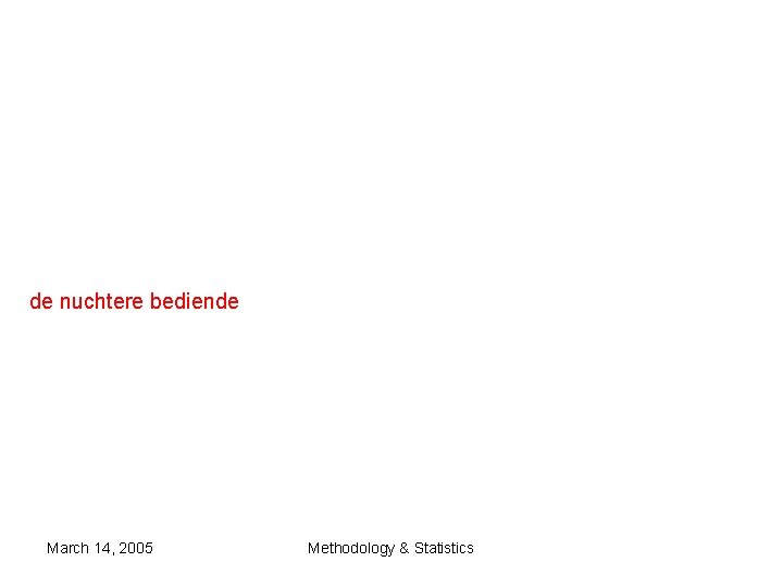 de nuchtere bediende March 14, 2005 Methodology & Statistics de nuchtere bediende March 14, 2005 Methodology & Statistics