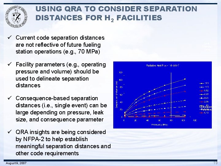 USING QRA TO CONSIDER SEPARATION DISTANCES FOR H 2 FACILITIES ü Current code separation