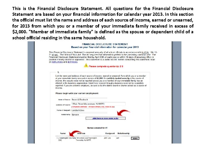 This is the Financial Disclosure Statement. All questions for the Financial Disclosure Statement are This is the Financial Disclosure Statement. All questions for the Financial Disclosure Statement are