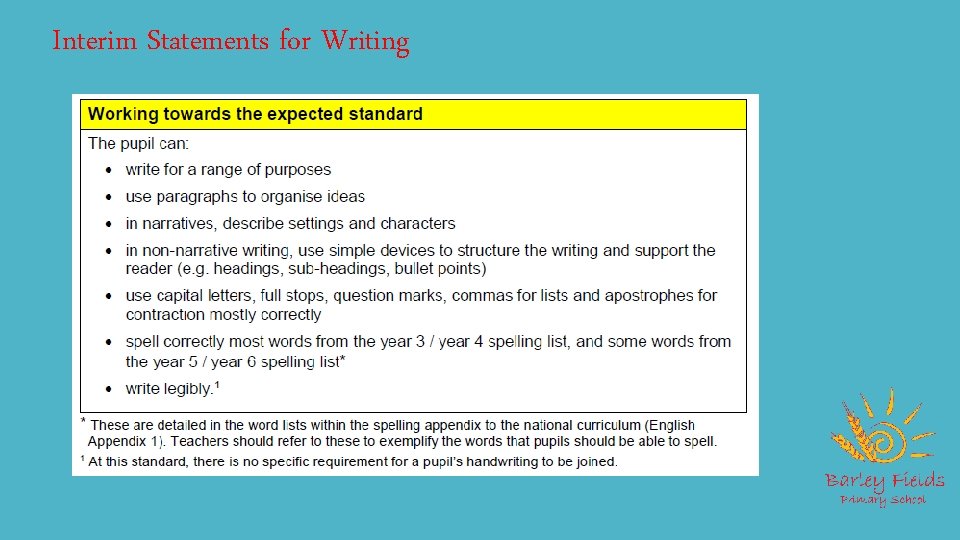 Interim Statements for Writing 