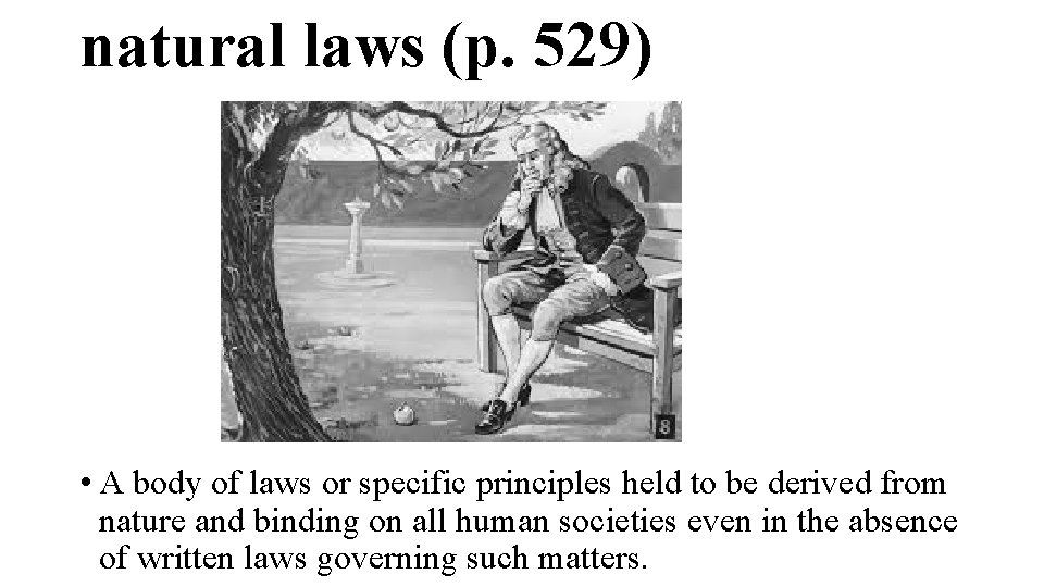 natural laws (p. 529) • A body of laws or specific principles held to