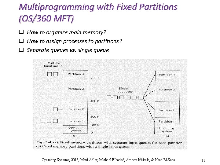 Multiprogramming with Fixed Partitions (OS/360 MFT) q How to organize main memory? q How