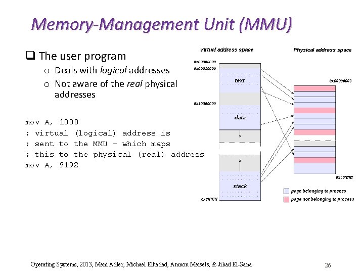 Memory-Management Unit (MMU) q The user program o Deals with logical addresses o Not
