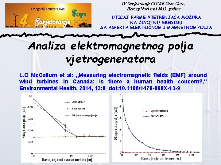 IV Savjetovanje CIGRE Crne Gore, Herceg Novi maj 2013. godine UTICAJ FARME VJETRENJAČA MOŽURA