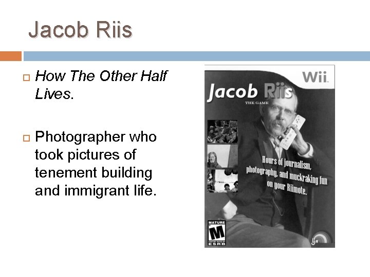 Jacob Riis How The Other Half Lives. Photographer who took pictures of tenement building