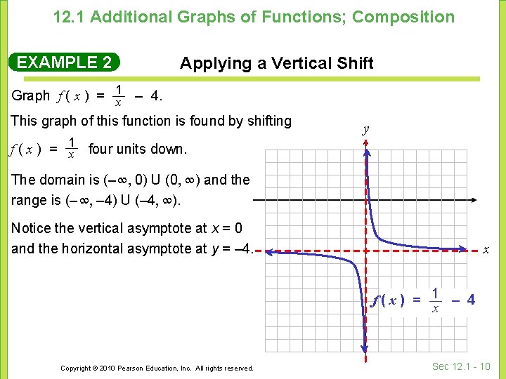 12. 1 Additional Graphs of Functions; Composition EXAMPLE 2 Applying a Vertical Shift Graph