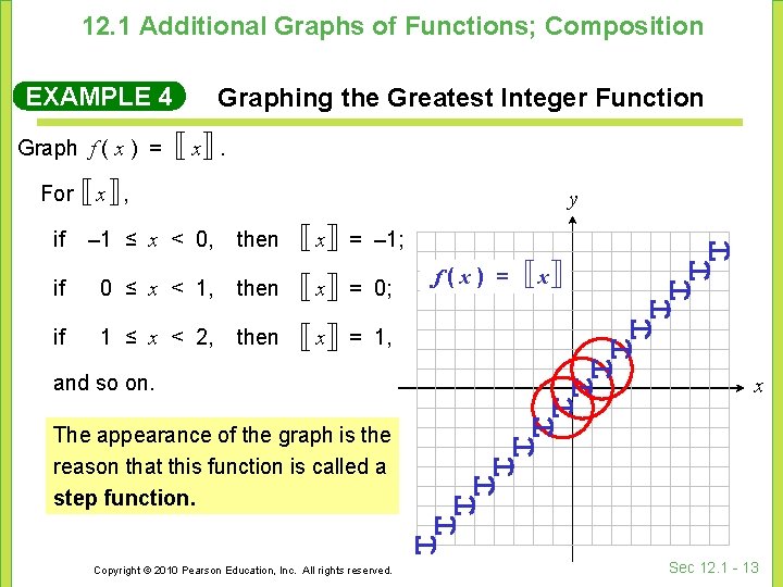 12. 1 Additional Graphs of Functions; Composition EXAMPLE 4 Graph f ( x )