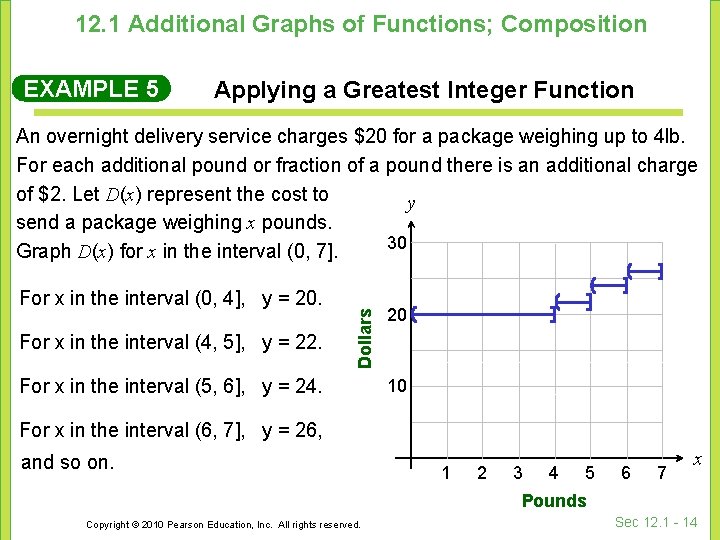 12. 1 Additional Graphs of Functions; Composition EXAMPLE 5 Applying a Greatest Integer Function