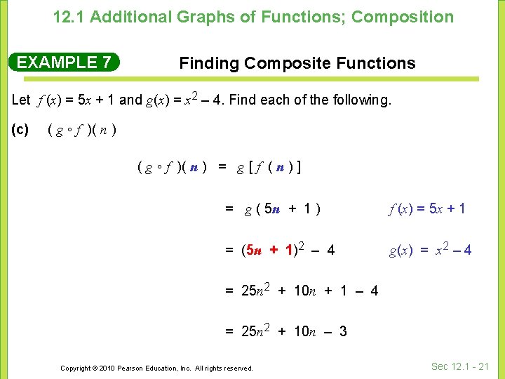 12. 1 Additional Graphs of Functions; Composition EXAMPLE 7 Finding Composite Functions Let f 12. 1 Additional Graphs of Functions; Composition EXAMPLE 7 Finding Composite Functions Let f