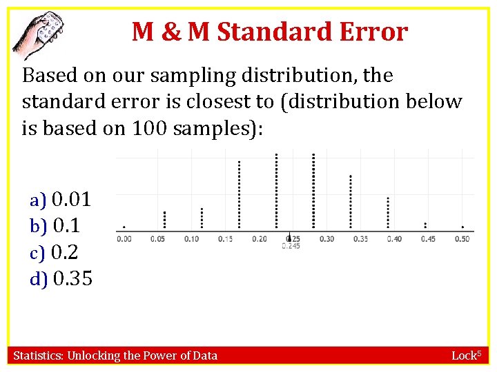 M & M Standard Error Based on our sampling distribution, the standard error is