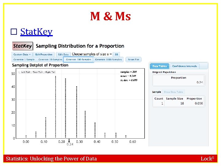 M & Ms � Stat. Key Statistics: Unlocking the Power of Data Lock 5