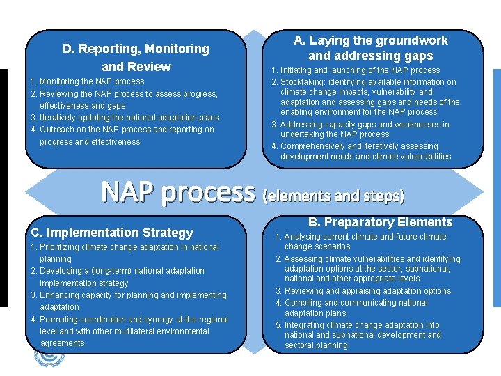 D. Reporting, Monitoring and Review 1. Monitoring the NAP process 2. Reviewing the NAP