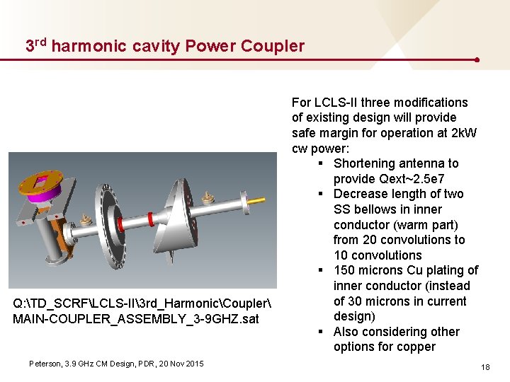 3 rd harmonic cavity Power Coupler Q: TD_SCRFLCLS II3 rd_HarmonicCoupler MAIN COUPLER_ASSEMBLY_3 9 GHZ.