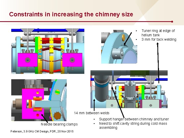 Constraints in increasing the chimney size • • Tuner ring at edge of helium