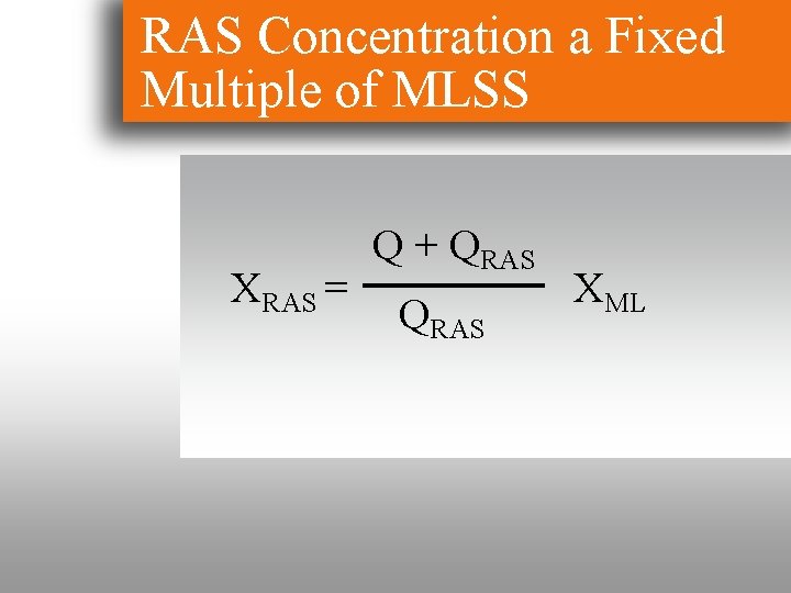 RAS Concentration a Fixed Multiple of MLSS XRAS = Q + QRAS XML 