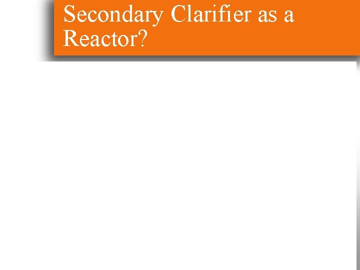 Secondary Clarifier as a Reactor? 