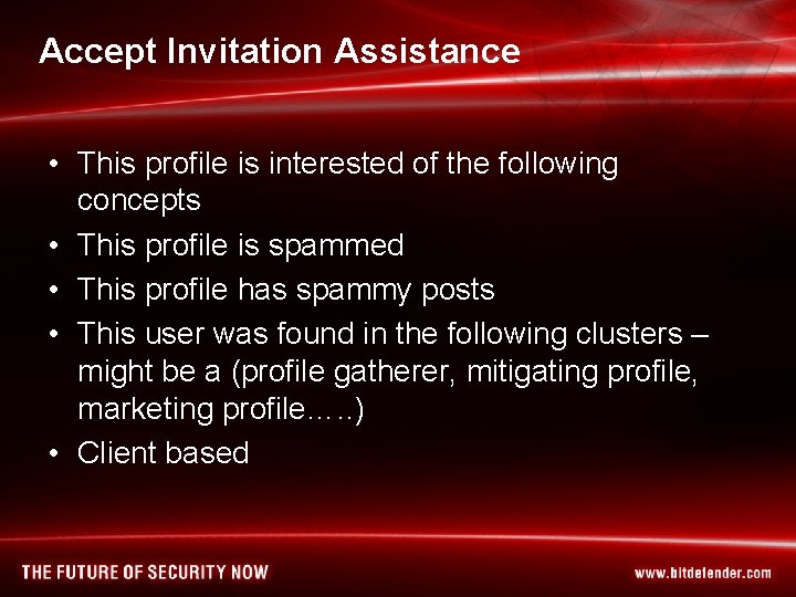Accept Invitation Assistance • This profile is interested of the following concepts • This
