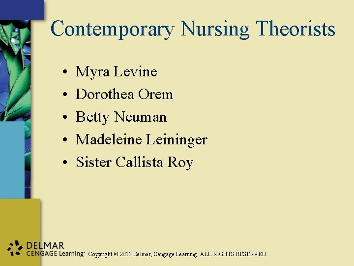 Contemporary Nursing Theorists • • • Myra Levine Dorothea Orem Betty Neuman Madeleine Leininger