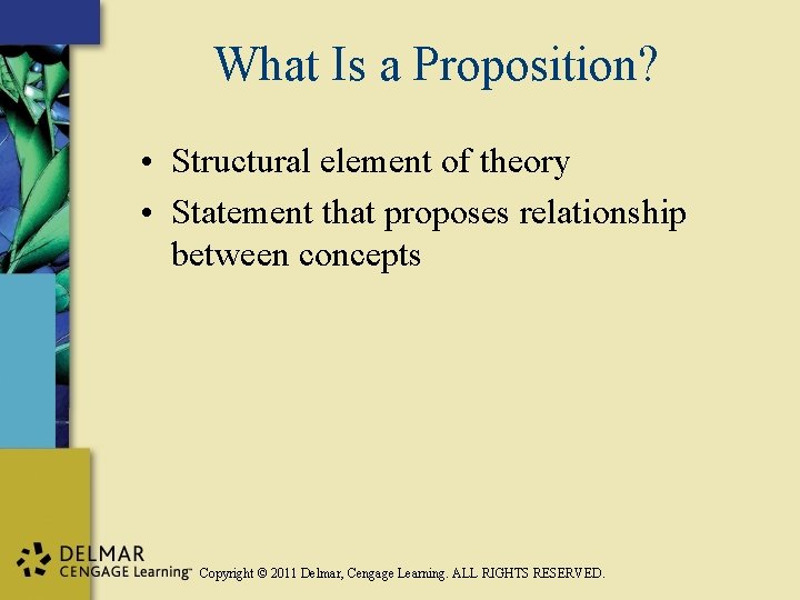 What Is a Proposition? • Structural element of theory • Statement that proposes relationship