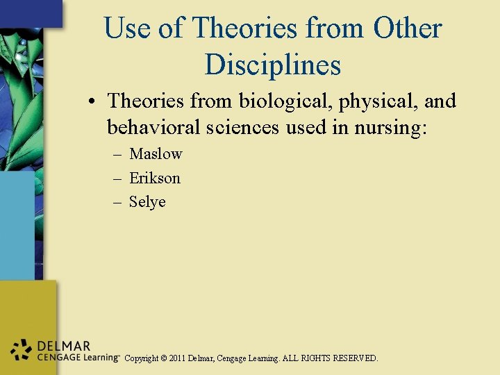 Use of Theories from Other Disciplines • Theories from biological, physical, and behavioral sciences