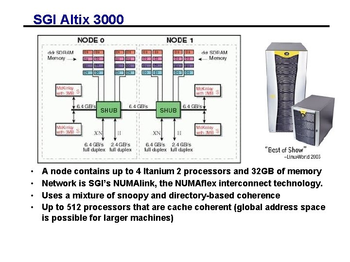 SGI Altix 3000 • • A node contains up to 4 Itanium 2 processors