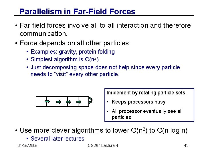 Parallelism in Far-Field Forces • Far-field forces involve all-to-all interaction and therefore communication. •