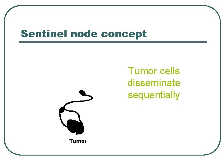 Sentinel node concept Tumor cells disseminate sequentially Tumor Sentinel node concept Tumor cells disseminate sequentially Tumor