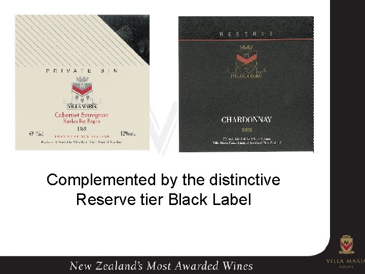 Complemented by the distinctive Reserve tier Black Label 