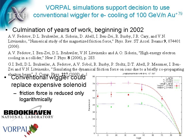 VORPAL simulations support decision to use conventional wiggler for e- cooling of 100 Ge.