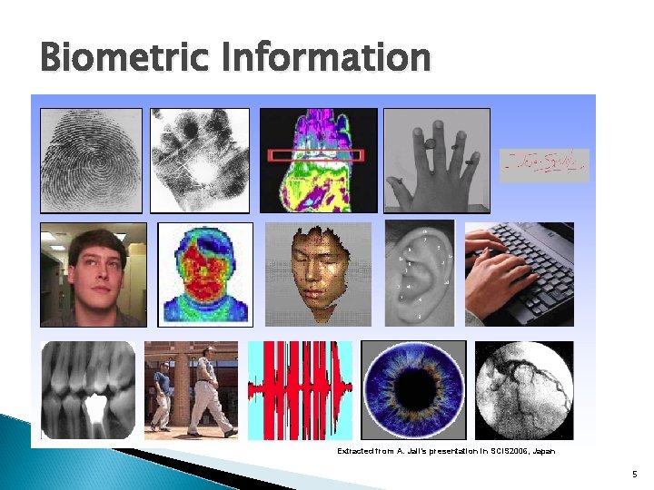 Biometric Information Extracted from A. Jail’s presentation in SCIS 2006, Japan 5 Biometric Information Extracted from A. Jail’s presentation in SCIS 2006, Japan 5