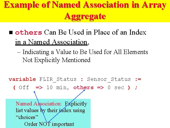 Example of Named Association in Array Aggregate n others Can Be Used in Place