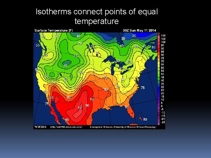 Isotherms connect points of equal temperature 