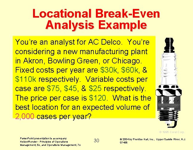 Locational Break-Even Analysis Example You’re an analyst for AC Delco. You’re considering a new Locational Break-Even Analysis Example You’re an analyst for AC Delco. You’re considering a new