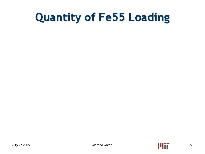 Quantity of Fe 55 Loading July 27 2005 Martina Green 27 Quantity of Fe 55 Loading July 27 2005 Martina Green 27