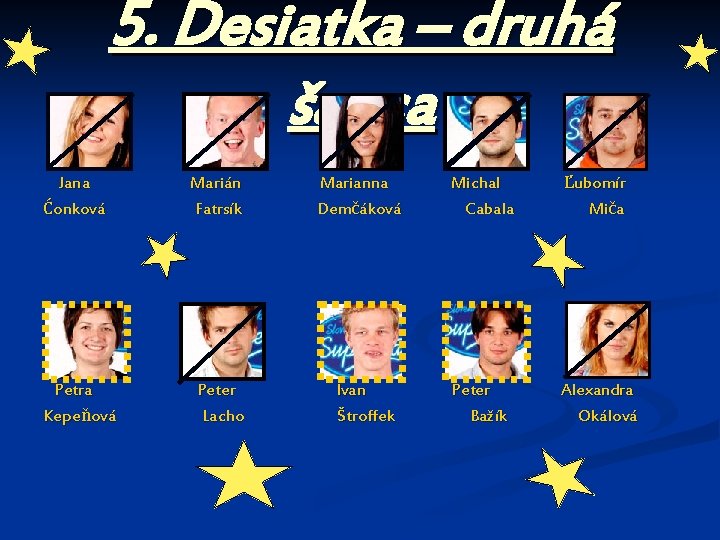 5. Desiatka – druhá šanca Jana Marián Marianna Michal Ľubomír Ćonková Fatrsík Demčáková Cabala