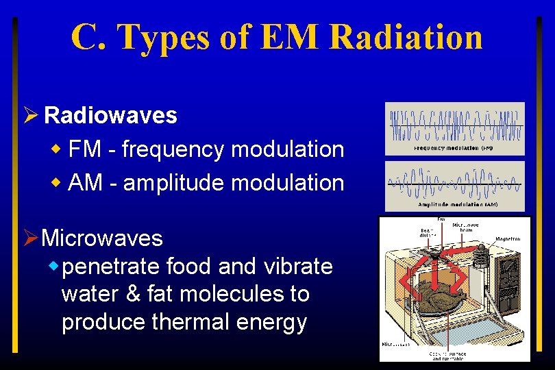 C. Types of EM Radiation Ø Radiowaves w FM - frequency modulation w AM