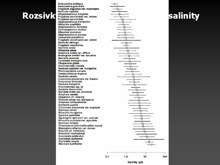 Rozsivky = bioindikátory trofie, p. H, salinity 