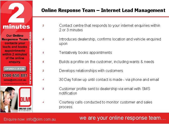 Online Response Team – Internet Lead Management Contact centre that responds to your internet