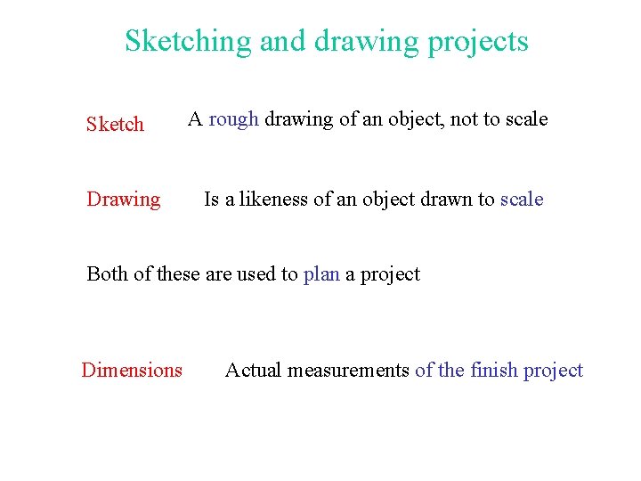 Sketching and drawing projects Sketch Drawing A rough drawing of an object, not to
